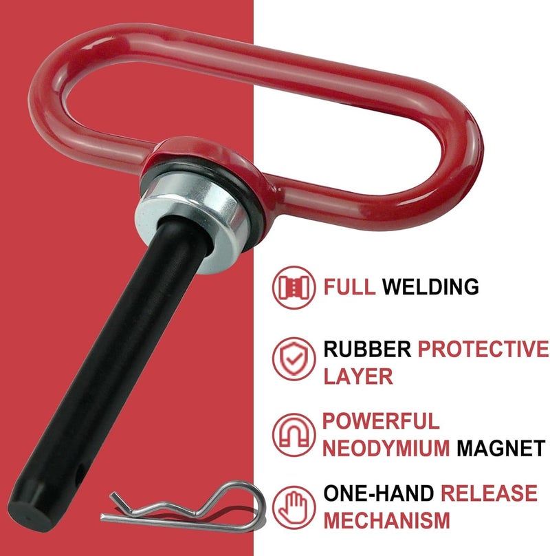 gradora Universal Towing Hitch Kit 3/4" Zero Turn Mower Hitch and 1/2" Magnetic Lawn Mower Trailer Hitch Pin (Red Black) - Image 2